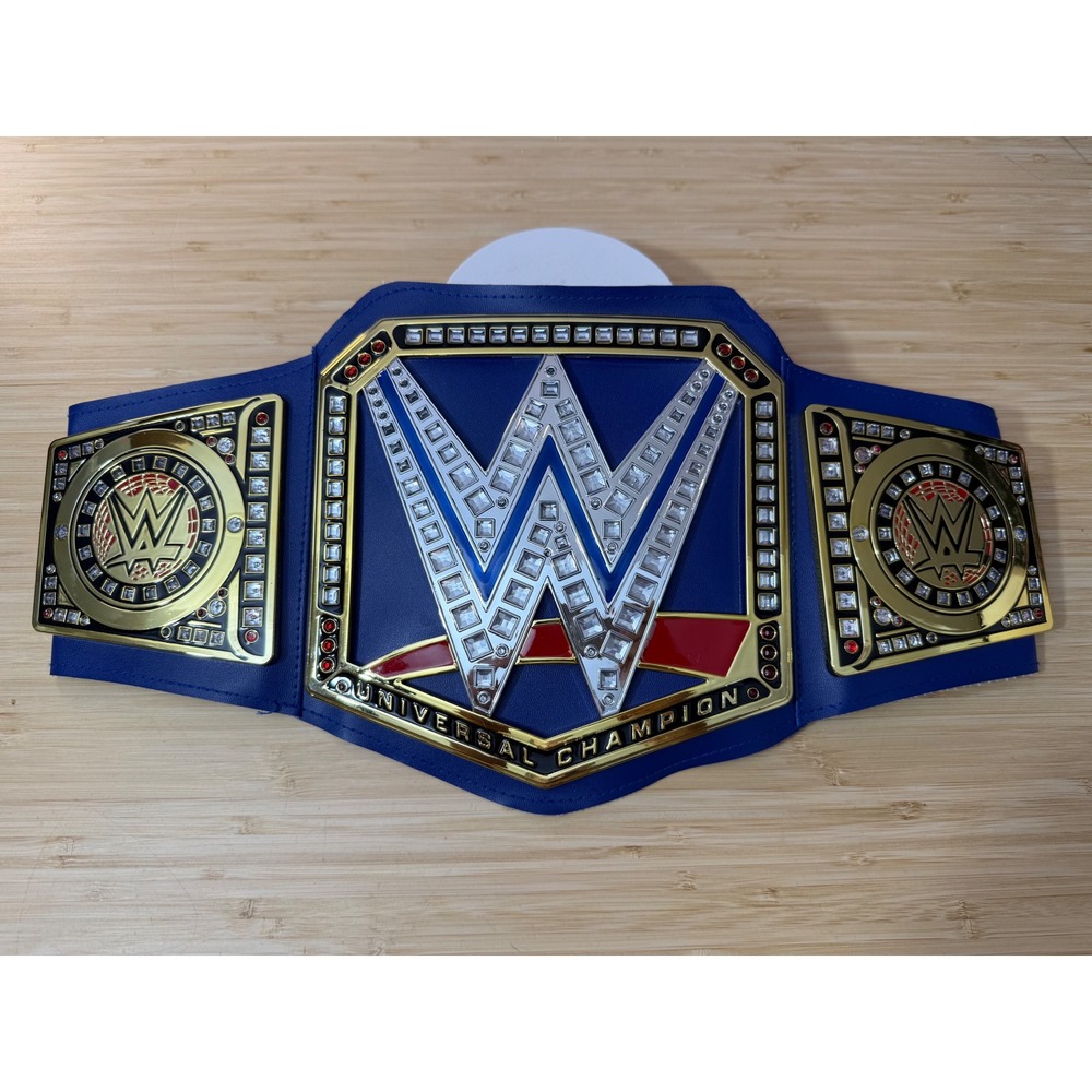 WWE Universal Champion Blue Replica Title Belt Gold Tone Plates Adjustable